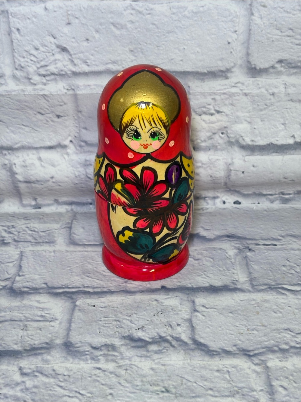 Russian Nesting Dolls Matryoshka From USSR 80's Wooden, Multicolor 5 Piece. Vtg